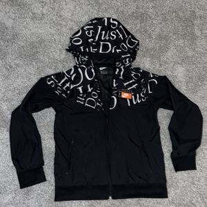 Nike Black youth full zip kids mesh Lined just do it hooded Hoodie wind Jacket